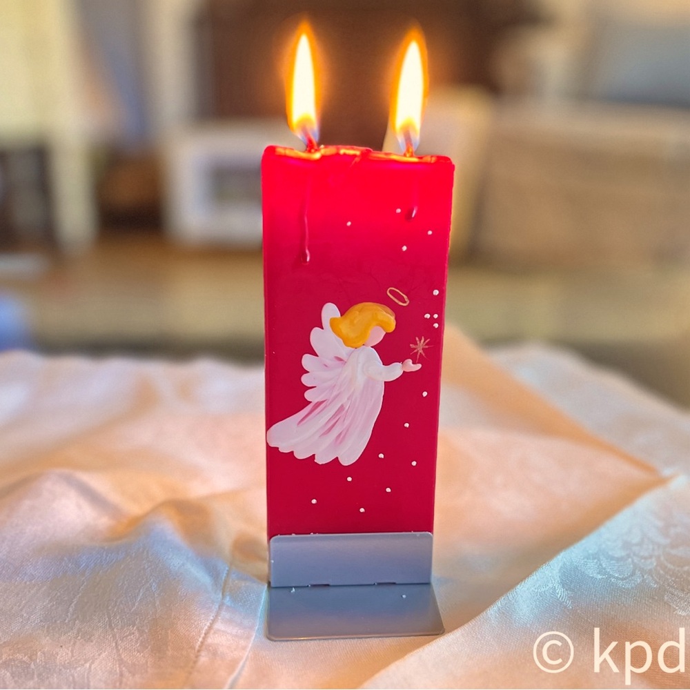 NWT Flatyz - Handmade decorative flat candles - “Baby Angel in Red”